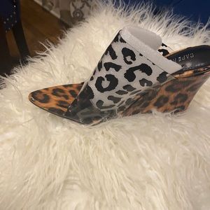 Wedge Heel Leopard Print Translucent Heel.